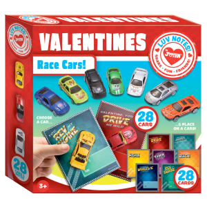 28 Pcs Valentines Gifts Cards With Die-cast Racing Cars