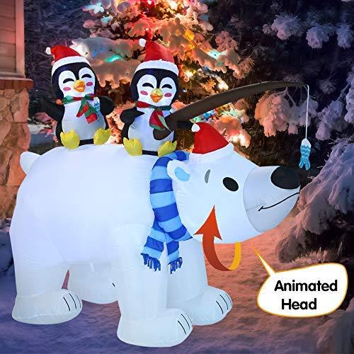 6.5ft Large Holiday Animated Polar Bear Inflatable