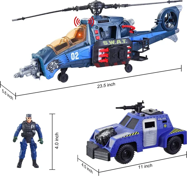 9Pcs Police Combat Helicopter Toy Set