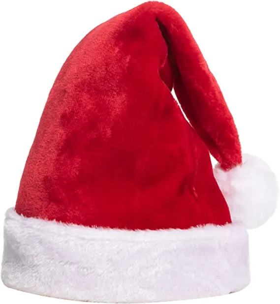 12pcs Christmas Red Velvet Santa Hats