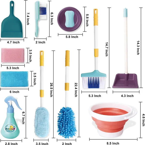 12Pcs Pretend Play Housekeeping Cleaning Toy Set