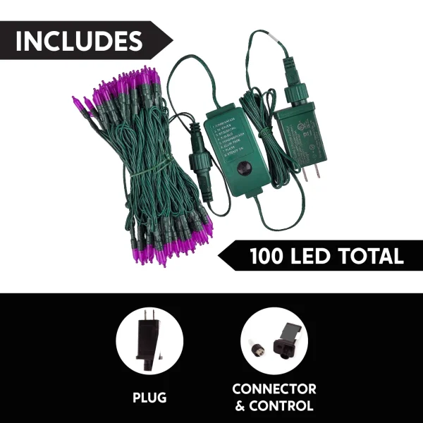 100-Count 32.4ft LED Purple Halloween String Lights