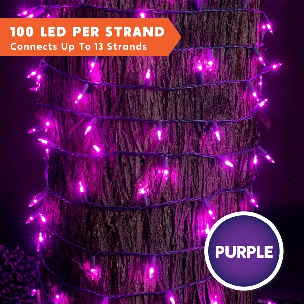 100-Count 32.4ft LED Purple Halloween String Lights