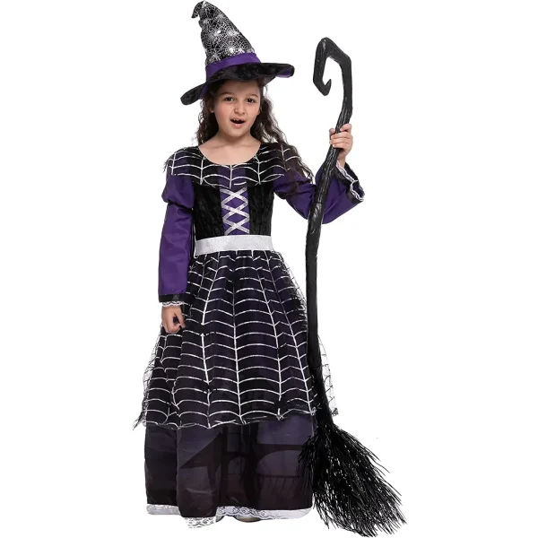 Girls Purple Spider Witch Halloween Costume
