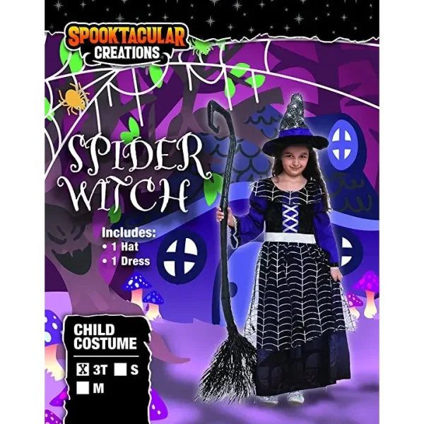 Girls Purple Spider Witch Halloween Costume