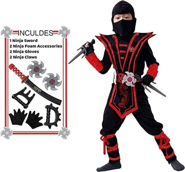 Kids Red Ninja Halloween Costume