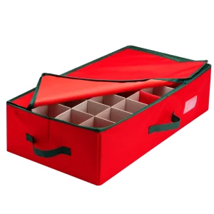 Red Underbed Christmas Ornament Storage Box