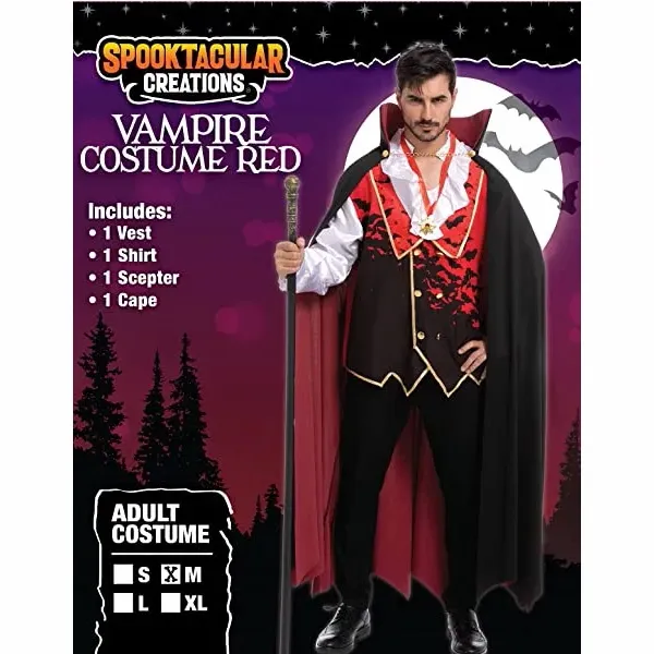 Men Red Vampire Halloween Costume