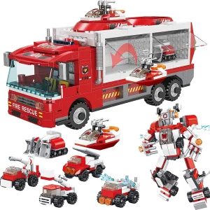 6 in 1 Building Blocks Fire Truck Toy