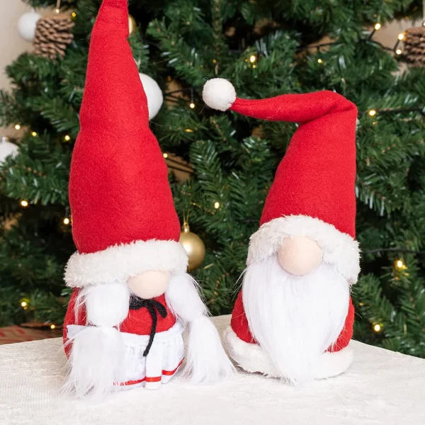2pcs Santa Couple Plush Gnome Ornaments Decoration 12in