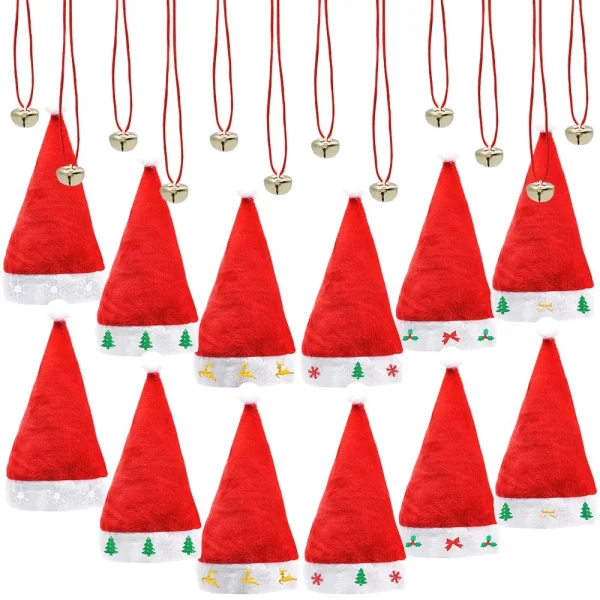 12pcs Christmas Premium Santa Hat with Necklace
