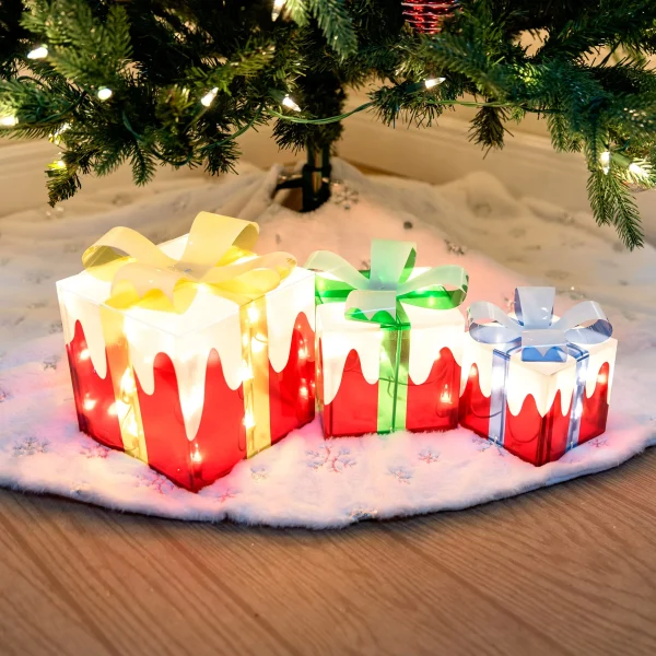 3pcs Light Up Gift Box Christmas Decoration