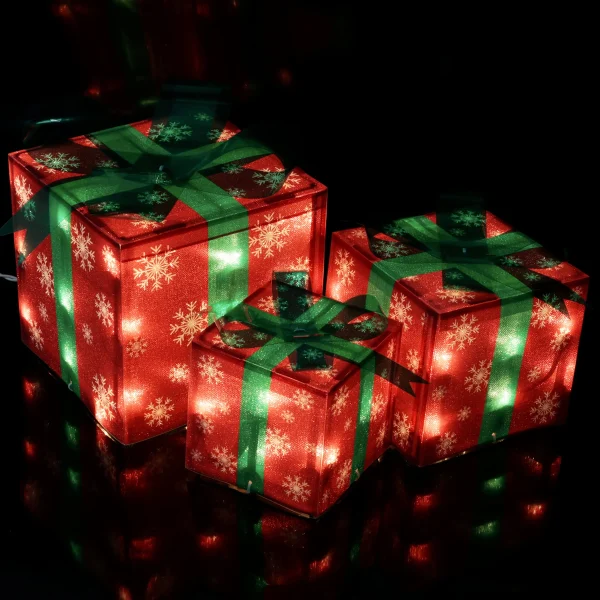 3pcs Snowflakes Light Up christmas gift Boxes