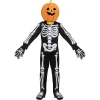 Kids Scary Skeleton Pumpkin Head Costume