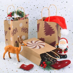 32pcs Small Christmas Gift Bags with Handles