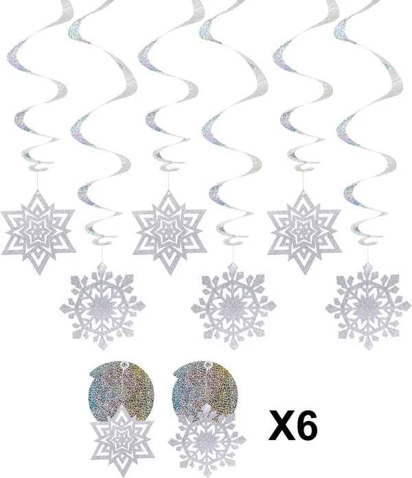 18pcs Christmas Snowflake Hanging String Decorations