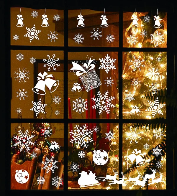 38pcs Christmas Snowflake Window Clings Decal Stickers