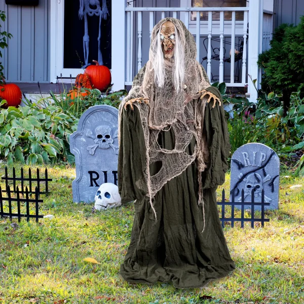 68in Standing Animated Halloween Witch Décor with LED Eyes