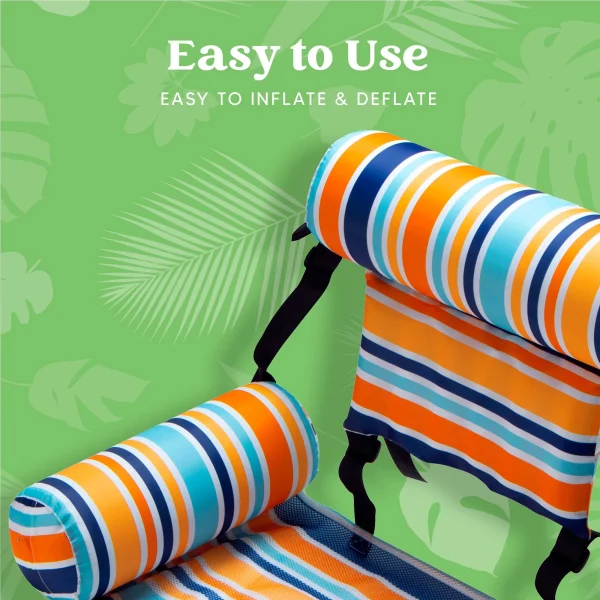 3pcs Inflatable Stripe Pattern Pool Lounge Chair