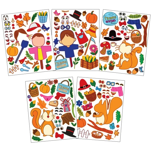 Thanksgiving Head-only Make-a-Face Mix and Match Stickers