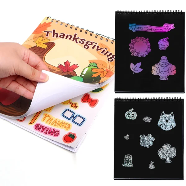 Thanksgiving Make-a-face Color book Sticker Sheets Set