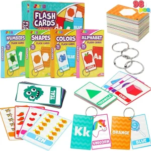 4Pcs Toddler Flash Cards with Rings Set