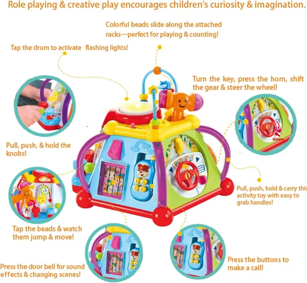 Musical Activity Cube with Lights and Sounds