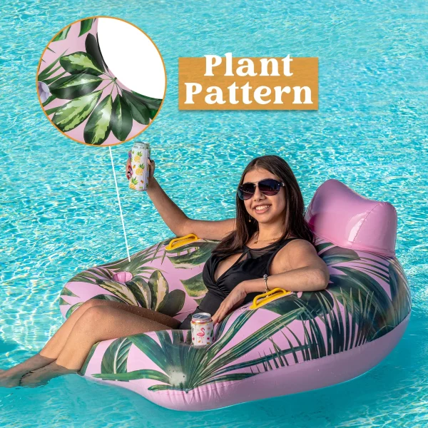 Tropical Leaves Inflatable Pool Chair Float Lounger