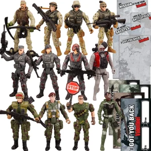 12Pcs Kids Valentines Cards with Military Action Figure Toys-Classroom Exchange Gifts