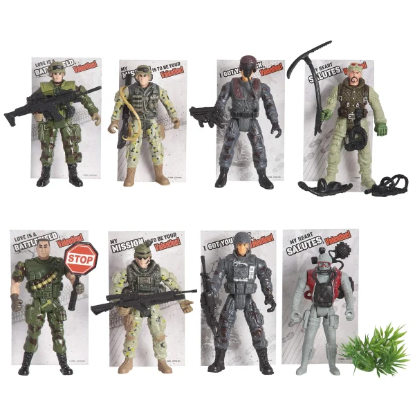 12Pcs Kids Valentines Cards with Military Action Figure Toys-Classroom Exchange Gifts