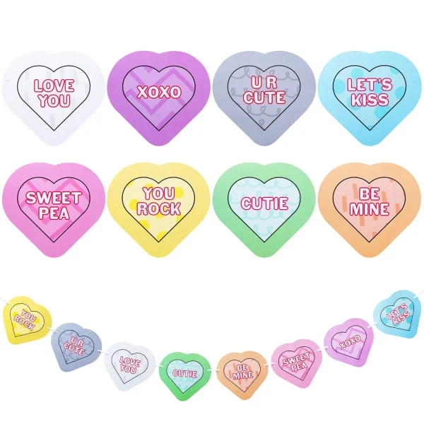 40Pcs Valentines Day Candy Hearts Garland Banners