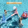 Inflatable Pool Basketball Hoop and Volleyball Net