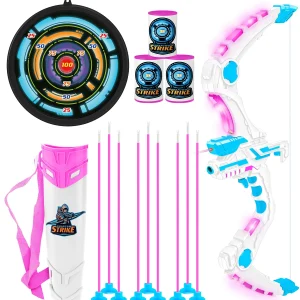 White Bow and Arrow for Kids with LED Flash Lights