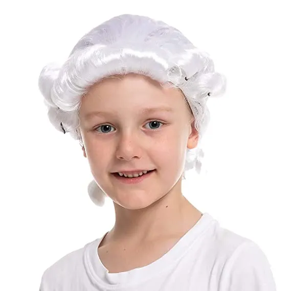 White Colonial George Washington Wig For Role Play Cosplay – Child
