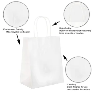 90pcs Christmas White Paper Bags with Handles