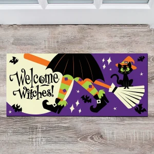 Witch Party with Moon Doormat 22in x 10in