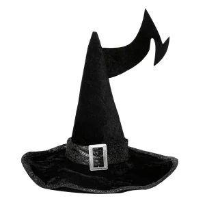 Womens Large Black Velvet Halloween Witch Hat