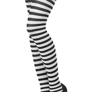 Womens Striped Nylon Tights Leggings