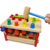 Wooden Pounding Bench Classic Tool Toy With Hammer
