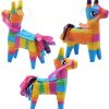Mini Donkey Pinatas Rainbow Color, 3 Pcs