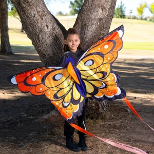 Wide Orange Butterfly Kite 53in