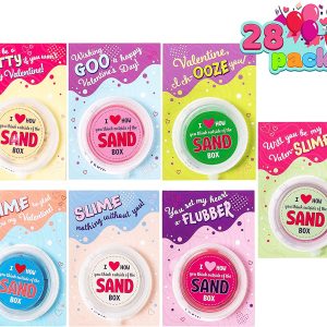 Valentine’s Sand Slime with Cards, 28 Pack