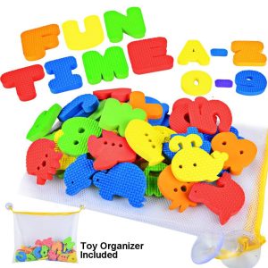 Educational Bath Toys With Toy Organizer, 51-piece Set