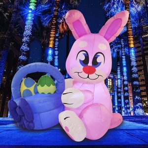 6ft LED Pink Inflatable Easter Bunny