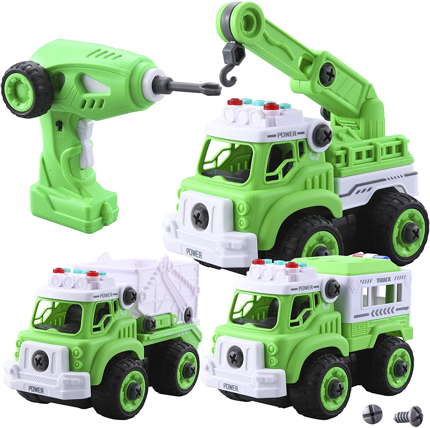 4 in 1 Take Apart RC Garbage Truck Toy and Remote Control
