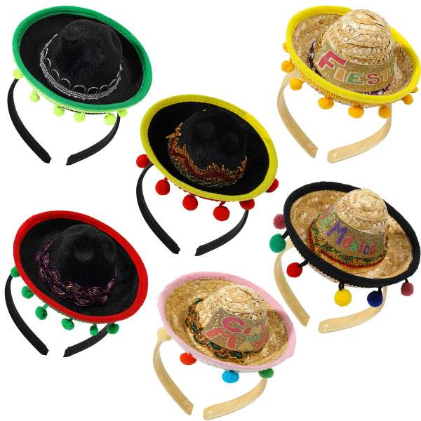 Cinco De Mayo Sombrero Headband, 6 Pack