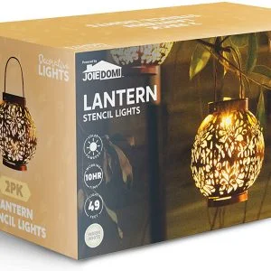 2 Pack Outdoor Solar Hanging Lantern Lights, Moroccan Lanterns