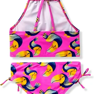Girl’s Tankini, 2-Piece Swimsuit (Pink Toucans) – SLOOSH