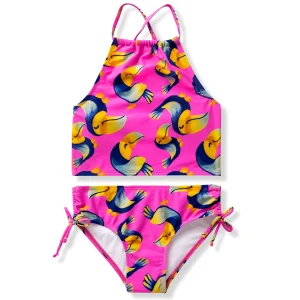 Girl’s Tankini, 2-Piece Swimsuit (Pink Toucans) – SLOOSH