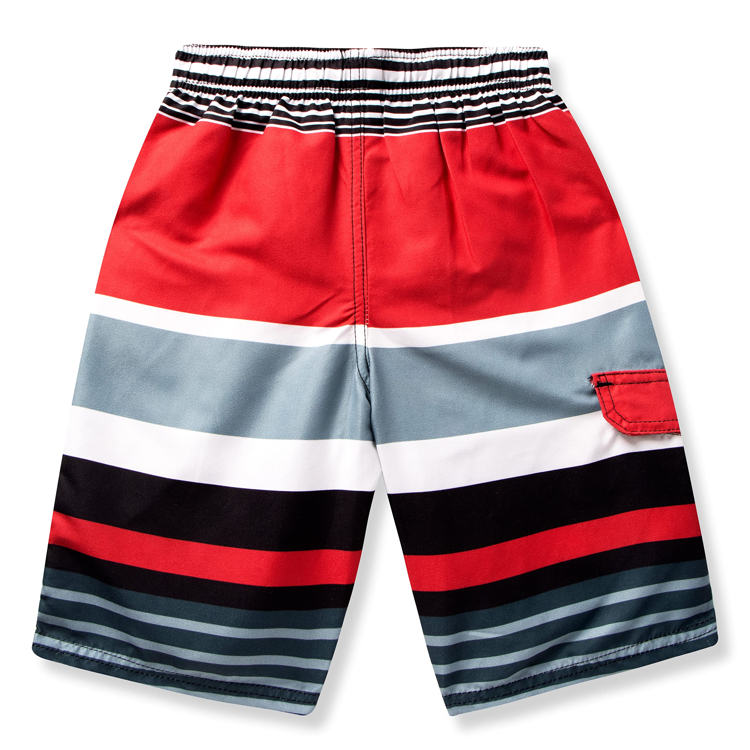 Boys Swim Trunks Red & Grey Stripe – SLOOSH